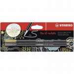 STABILO Pen 68 Metallic Fibre Tip Pen 1.4mm Line Metallic GoldSilver (Pack 2) - B-53044-10 10738ST