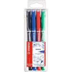 STABILO SENSOR Fineliner Pen 0.3mm Line BlackBlueRedGreen (Wallet 4) 1894 10878ST