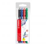 STABILO pointMax Nylon Tip Writing pen 0.4mm Line Black/Blue/Red/Green (Pack 4) 488/4 10920ST