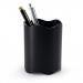 The image shows a sleek and sophisticated desk organizer set in black color. The set includes a pen pot and pencil holder, designed to keep your desk organized and clutter-free. The materials used are of high quality, ensuring durability for long-term use. Overall, this desk set exudes a modern and professional aesthetic, making it a great addition to any workspace.