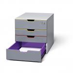 Durable VARICOLOR 4 Lockable Drawer Unit - Desktop Drawer Set with 4 Colour Coded Draws - Top Draw is Lockable to Support GDPR - 760627 10972DR