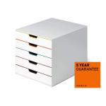 Durable VARICOLOR MIX 4 Drawer Unit Desktop Drawer Set with 5 Colour Coded Drawers - 762527 10993DR