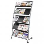 Alba Mobile Display Unit 15xA4 Compartments H166xW82xD51cm Black Steel   - DD5GM 11066AL