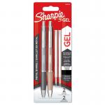 Sharpie S-Gel Metal Gel Pen Medium Point 0.7mm Tip Black Ink + Black Refills (Pack 2 Pens + 2 Refills) - 2162643 11122NR