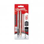 Sharpie S-Gel Metal Gel Pen Medium Point 0.7mm Tip Black Ink + Black Refills (Pack 2 Pens + 2 Refills) - 2162643 11122NR