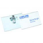 Durable Name Badge 54x90mm with Combi Clip - Includes Blank Insert Cards - Transparent (Pack 50) - 814519 11146DR