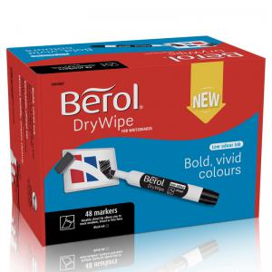 Photos - Dry Erase Board / Flipchart Berol Dry Wipe Whiteboard Marker Chisel Tip 2-5mm Line Black Pack 48  