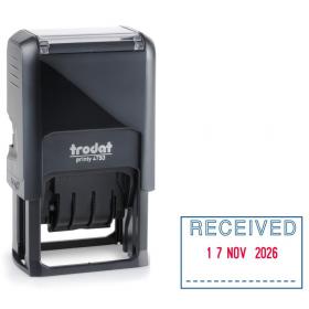 Trodat 4750/L2 Eco Self Inking Word and Date Stamp RECEIVED 39x23mm Blue/Red Ink - 139923 11156TD