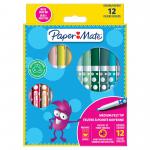 Paper Mate Childrens Felt Tip Colouring Pen Washable Assorted Colours (Pack 12) 2166507 11157NR