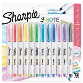 Sharpie S-Note Creative Permanent Marker Chisel Tip Assorted Colours (Pack 12) 2138233 11186NR