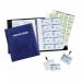 Durable GDPR Compliant Visitor Book 100 Blue Leather Look Front Cover With 100 Perforated 90x60mm Visitor Badge Inserts - 146365 11279DR