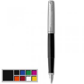 Parker Jotter Fountain Pen BlackStainless Steel Barrel Blue and Black Ink - 2096430 11288NR