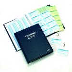 Durable Visitor Book 300 - Blue Leather Look Front Cover - Includes 300 Perforated 90x60 mm Visitor Badge Inserts - GDPR Compliant - 146500 11293DR