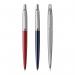 PARKER Jotter London Trio Discovery Pack Royal Blue Barrel Ballpoint Pen + Kensington Red Barrel Gel Pen & Stainless Steel Mechanical Pencil - 2032740 11344NR