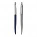 PARKER Jotter London Duo Discovery Pack Royal Blue Barrel Ballpoint Pen with Blue Ink and Stainless Steel Barrel Gel Ink Pen with Black Ink - 2033156 11365NR