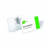 Durable Name Badge 54x90mm with Combi Clip - Includes Blank Insert Cards - Thumb Slot for Changing Inserts - Transparent (Pack 50) - 810119 11391DR