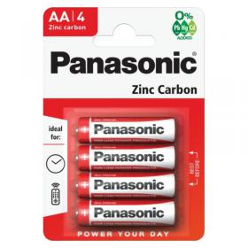 Panasonic Zinc Batteries AA R6 1.5V (Pack 4) - PANAR6RB4 11409AA