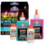 Elmers Glow In The Dark Slime Kit Includes Glow In The Dark Glue (Blue & Pink) and Elmers Magical Liquid Slime Activator (X2) - 4 Piece Kit - 2162080 11414NR