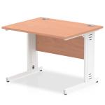 Impulse 1000 x 800mm Straight Desk Beech Top White Cable Managed Leg MI001753 11518DY