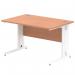 Impulse 1200 x 800mm Straight Desk Beech Top White Cable Managed Leg MI001754 11525DY