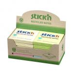 Stickn Recycled Sticky Notes 76x76mm 100 Sheets Per Pad Assorted Colours (Pack 12) - 21433WP 11528HP