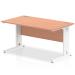 Impulse 1400 x 800mm Straight Desk Beech Top White Cable Managed Leg MI001755 11532DY