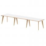 Oslo 1200mm Single Row 3 Person Desk White Top Natural Wood Edge White Frame OSL0118 11534DY