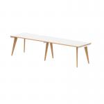 Oslo 1400mm Single Row 2 Person Desk White Top Natural Wood Edge White Frame OSL0120 11541DY