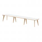 Oslo 1400mm Single Row 3 Person Desk White Top Natural Wood Edge White Frame OSL0121 11542DY