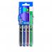 Pilot Set2Go V7 Hi-Tecpoint Liquid Ink Rollerball Pen 0.7mm Tip 0.5mm Line Black/Blue/Green/Red (Pack 4) - S2G573487 11550PT