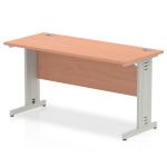 Impulse 1400 x 600mm Straight Desk Beech Top Silver Cable Managed Leg MI001760 11567DY