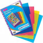 Tiger Personalised 5 Part Polypropylene Dividers A4 Assorted Colours - 301548 11570TG