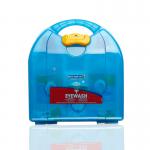 In the photo, the Wallace Cameron Eye Wash Kits Astroplast Mezzo Eye Wash Kit is shown in a striking ocean green color. The kit includes all necessary components for quickly and effectively flushing out irritants from the eyes.