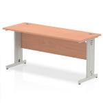 Impulse 1600 x 600mm Straight Desk Beech Top Silver Cable Managed Leg MI001761 11574DY