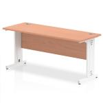 Impulse 1600 x 600mm Straight Desk Beech Top White Cable Managed Leg MI001766 11609DY