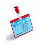 Durable Visitor Name Badge 60x90mm with Clip - Includes Blank Insert Cards - Red (Pack 25) - 810603 11622DR