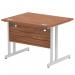 Impulse 1000 x 800mm Straight Desk Walnut Top Silver Cantilever Leg MI001899 11623DY