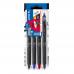 Pilot Set2Go Frixion Synergy Point Clicker Erasable Retractable Gel Pen Rollerball 0.5mm Tip 0.25mm Line BlackBlueBlue-BlackRed(Pack 4) - S2G571971 11627PT