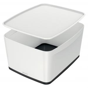 Image of Leitz MyBox WOW Storage Box Large with Lid WhiteBlack 52164095 11767AC