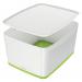 Leitz MyBox WOW Storage Box Large with Lid White/Green 52164054 11781AC