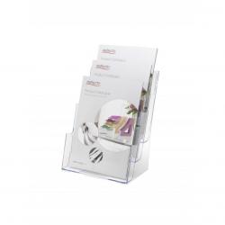 Deflecto Literature Holder 3 Tier A4 Portrait Clear