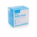 The image shows a blue box of Crest Medical Eye Wash Supplies with a white dot on the front. Inside, there are 25 small and sterile eye wash pods, each containing 20ml of solution. The packaging is compact and designed for easy dispensing.