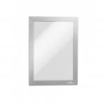 Durable DURAFRAME Self-Adhesive Sign & Document Holder with Magnetic Frame A5 Silver (Pack 2) - 487123 11916DR