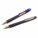 The picture shows a pack of 12 Mitsubishi Pencil Company Rollerball Pens, specifically the uni-ball Jetstream RT SXN-210 model. The pens are retractable and have a 1.0mm tip with a 0.45mm line width, perfect for smooth and precise writing. The pen bodies are a deep blue color, with the companys logo printed on the barrels. Each pen has a sleek and modern design, making them both functional and stylish. They are ideal for everyday use in the office or at home.