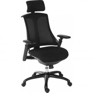 Rapport Mesh Back Executive Office Chair with Fabric Seat Black -