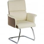 Elegance Gull Wing Medium Back Cantilever Leather Look Visitor Chair Cream - 6959CRE 12424TK