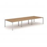Evolve Plus 1200mm Back to Back 6 Person Desk Oak Top Silver Frame BE300 12891DY