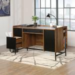 Hampstead Park Home Office Desk Walnut with Black Accent Panels and Frame - 5420731 12907TK