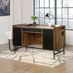 Hampstead Park Home Office Desk Walnut with Black Accent Panels and Frame - 5420731 12907TK