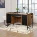 Hampstead Park Home Office Desk Walnut with Black Accent Panels and Frame - 5420731 12907TK